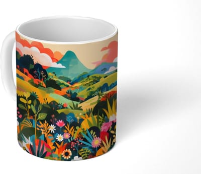Mok - Koffiemok - Zonlicht - Heuvels - Wolkenlucht - Mokken - 350 ML - Beker - Koffiemokken - Theemok