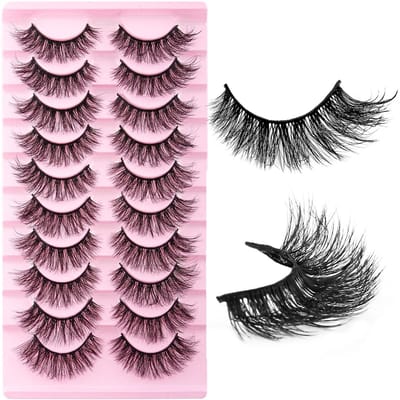 Dailygoods- Valse Wimpers 10 Paar - 8D Volumineuze Wimpers - Handgemaakt - Pluizige Cat Eye Lashes - Herbruikbaar - Dramatische Look