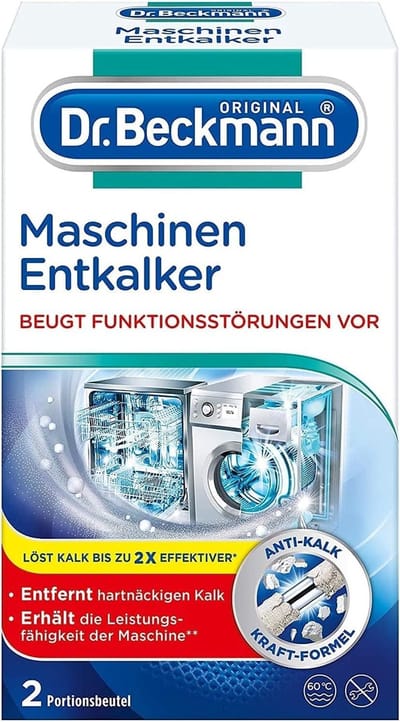 Dr. Beckmann Machineontkalker, tegen hardnekkige kalkaanslag in wasmachines en afwasmachines, 2 x 50 g