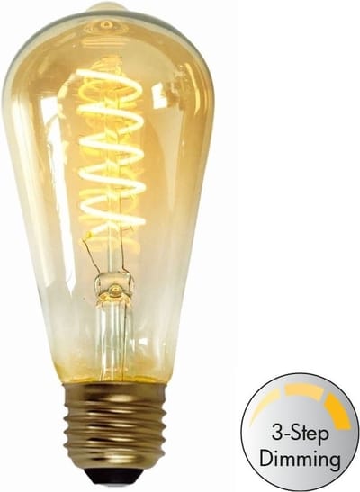 E27 7Watt Led Gold 64mm incl. Stappen Dimmer