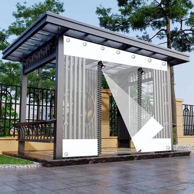 Waterdicht Zeildoek Gordijn - Buiten Zeil Paneel - Terras Beschermen - Met Rits - 1x2.5m - Transparant Wit