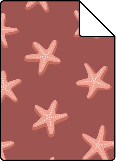 Proefstaal ESTAhome behang zeesterren terracotta roze - 26.5 x 21 cm - 132041-S