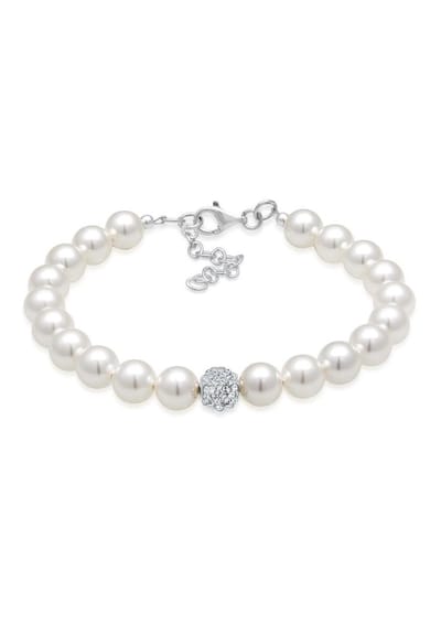 Elli Dames Armband Dames Elegant met Synthetische Parels en Kristallen in 925 Sterling Zilver