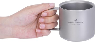 220 ml Titanium Koffiemok, Dubbelwandige Mini Cup voor Espresso, Thee, Kamperen en Reizen, Duurzaam en Lichtgewicht Drinkgerei