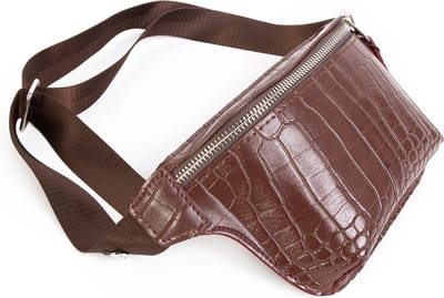 KIMU® Heuptasje Slangenleer - Roodbruin Rood Bruin Cognac - Fanny Pack Leren Heuptas Tas Leer Tasje Fannypack Krokodillenleer Slangenleren Festival