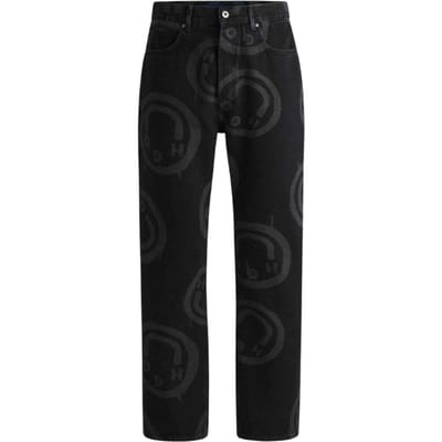 Hugo Mens Nate Grafische Print Jeans (Zwart)