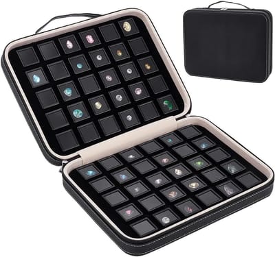 SnelShoppen - 60 Stuks Edelstenen Opbergdoos, Diamantopslagdoos, Sieradenorganizer met PU Leer en Plastic, Schuim Bescherming voor Edelstenen Collecti