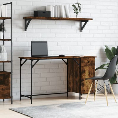 vidaXL - Bureau - 131x48x75 - cm - bewerkt - hout - gerookt - eikenkleurig