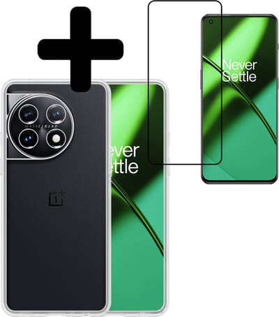 Hoesje - Met Screenprotector - Geschikt voor OnePlus 11 - Sterk & Shockproof - Back Cover - Siliconen Case - Telefoon Hoes - Telefoonhoesjes - Transparant