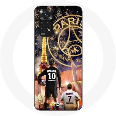 Coque pour Xiaomi Redmi Note 11 4G PSG Neymar et Mbappé Joyeux noël