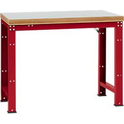 Manuflex werkbank Profi standaard, Tafelblad kunststof B 1250 x D 700, robijnrood