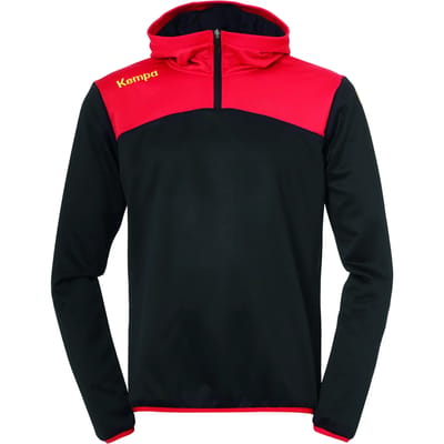 Kempa Emotion 2.0 Hoody met 1-4 Rits Kind Zwart-Rood-Geel Maat 116