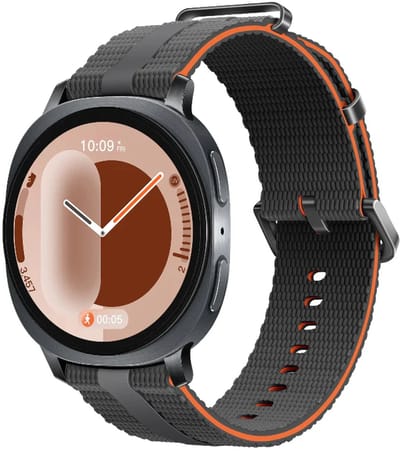Strap-it siliconen sport bandje smartwatchband geschikt voor Samsung Galaxy Watch 9 (40/44mm) / Watch 8 (40/44mm) / 8 Classic (46mm) - donkergrijs/oranje