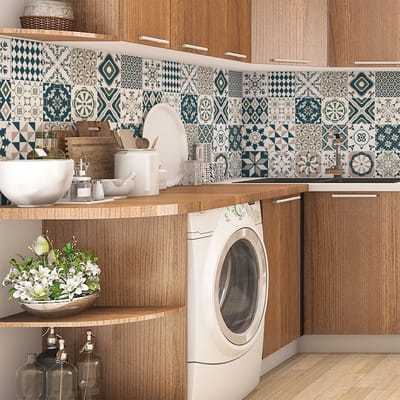 Zelfklevende tegelmuurstickers voor keuken en badkamer - 24 tegelstickers, Azulejos Diazaria-stijl - 24 stickers, 10x10 cm