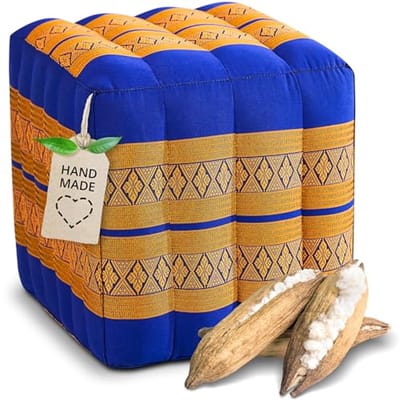 Kussen met dobbelsteenpatroon - 40x40x40cm - Zitkruk met Organische Kapok