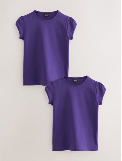 Next - Meisjes - 2 -pack T-shirts met pofmouwen - Paars
