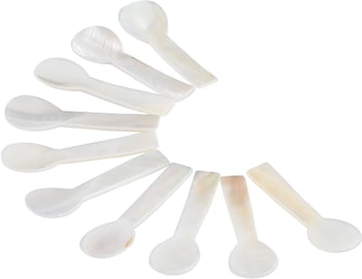 Dailygoods - Kaviaar schelplepels, parelmoer serveerlepels, ronde steel eierlepels, pak van 10