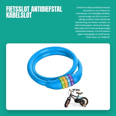 Dailygoods- Fietsslot Cijferslot - Vouwslot - Ringslot - Fietsslot Kinderfiets - Antidiefstal Kabelslot - 60cm, Weerbestendig - Fietslock