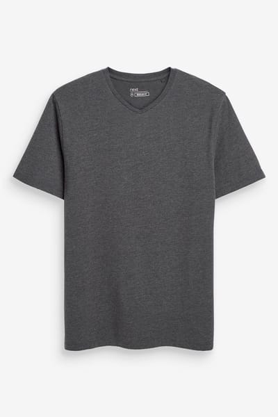 Next - Heren - Onmisbaar T-shirt met V-hals en standaard pasvorm - Grijs