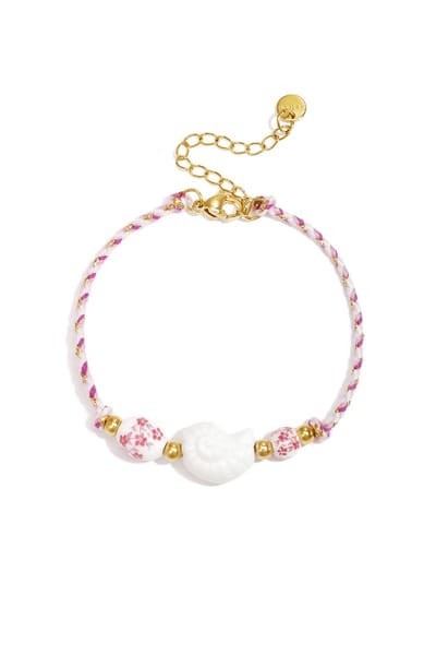 Bijoutheek Armband (Sieraad) Summer Vibe Touw Kralen Schelp Roze