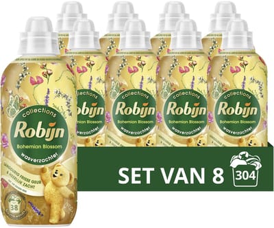 Robijn- Wasverzachter - Bohemian Blossom - 8 flessen -304 wasbeurten - Voordeelverpakking