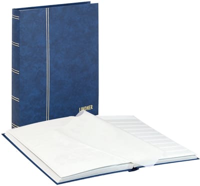 Lindner 1161 Postzegelalbum - Blauw - groot formaat 32 witte blz. - Luxe - postzegels - insteekalbum - stock - stockboek