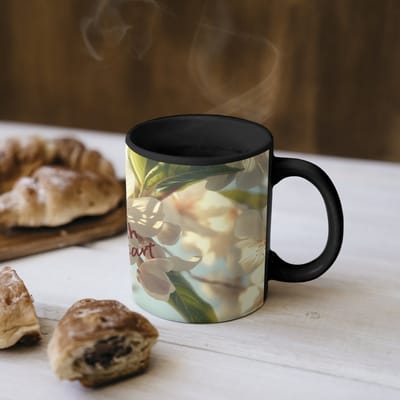 Magische Mok - Foto op Warmte Mokken - Koffiemok - Bloesems - Zonlicht - Quote - Wit - Magic Mok - Beker - 350 ML - Theemok - Mok met Tekst