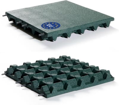 Valbeschermingsmat Rubber - Veiligheidsmat Speeltuin - Val Breken - Europese Productie - 50x50 cm 65mm - Groen