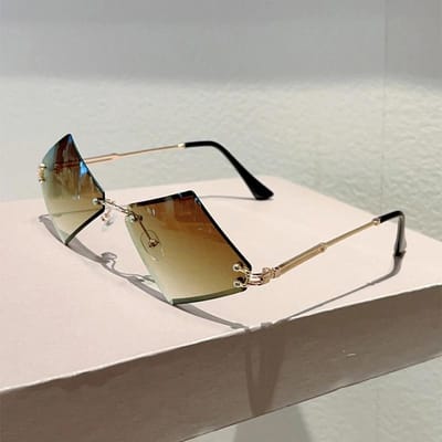 Randloze Lozange Zonnebril Nieuw in Stijlvolle Verloop Zonnebrillen Mannen Vrouwen Trendy Vintage Merk Design Casual Shades as picture shows white
