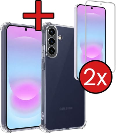 Hoesje - Met Screenprotector - 2 Stuks - Geschikt voor Samsung Galaxy A37 - Sterk & Shockproof - Back Cover - Siliconen Case - Telefoon Hoes - Shock Proof - Telefoonhoes - Transparant