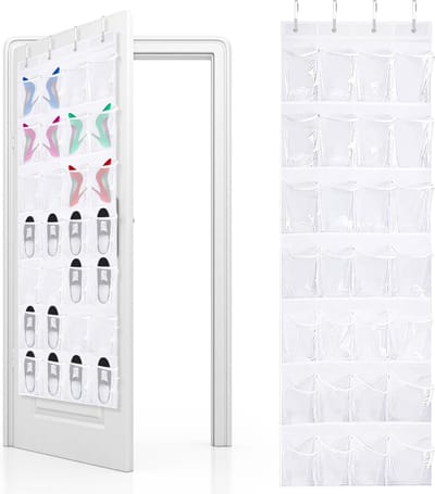 La'Moussawi ® Handige Deurhanger Schoenenorganizer met 28 Grote Vakken en Transparante Zakken
