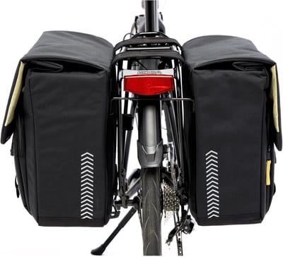 Dubbele Fietstas - Boodschappentas Fiets - Dagelijkse Rit - Gemaakt van Gerecycled - 32 Liter - Groen Grijs