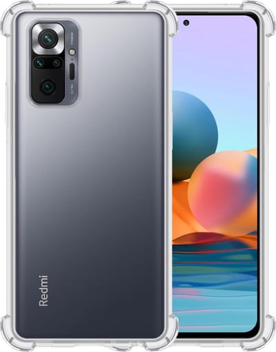 Hoesje - Geschikt voor Xiaomi Redmi Note 10 Pro - Sterk & Shockproof - Siliconen Shock Case - Hoes Cover - Telefoonhoes - Transparant