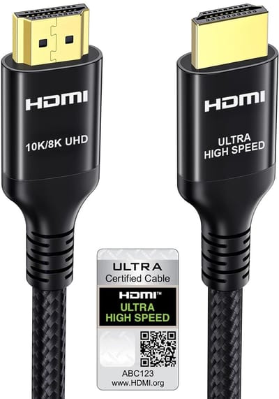 SnelShoppen - 8K HDMI 2.1 Kabel 2M, Ultra High Speed 48Gbps, 10K 8K 60Hz, 4K 240Hz, Braided, HDCP 2.3, HDR10+, Dolby Atmos voor TV, Monitor, Soundbar,