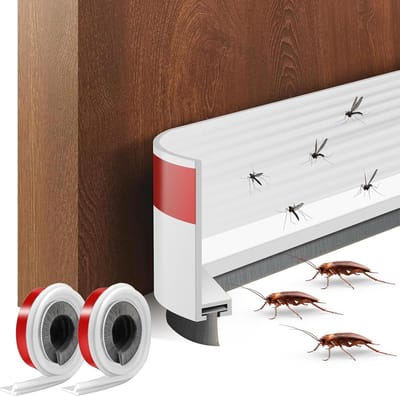 Pack of 2 Brush Seal - Zelfklevend - 100 x 3 cm - Deurborstelafdichting - Witte Deurafdichting met Borstel - Onderkant Deurafdichting - Insectenbestendig - Vorstbestendig