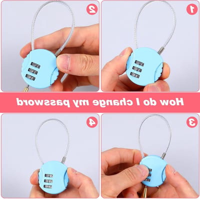 Set van 2 Combinatiesloten, 3-Cijferige Hangslot voor Bagage, Koffer en Veiligheidsdozen - Roze en Blauw