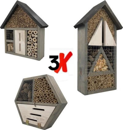 GARDEN SPIRIT Insectenhotel set van 3 - Bijenhotel - Vlinderhotel