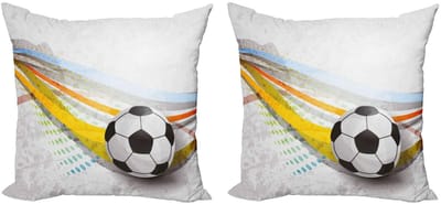ABAKUHAUS – Kussenhoes 45x45 cm – 2-delige set – Dubbelzijdig bedrukt – Voetbal