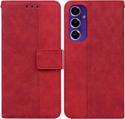Coverup Hoesje - Geschikt voor Samsung Galaxy A16 Hoesje - Coverup Geometric Book Case - Rood