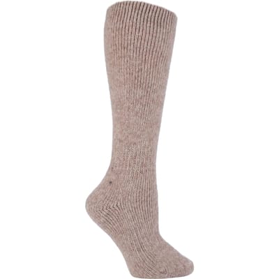 Dames extra lange 2,7 tog kniehoge wollen sokken - Beige
