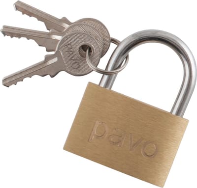 Hangslotje Pavo - Messing 4cm - Inclusief 3 sleuteltjes - Kofferslot - Bagageslot