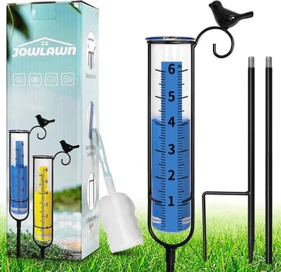 Regenmeter voor Buiten met Decoratieve Metalen Houder en Buisborstel