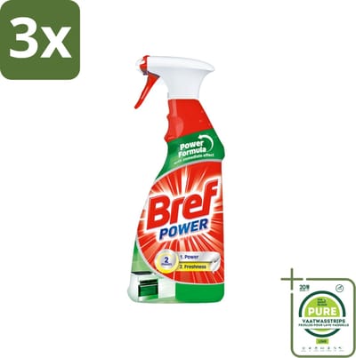 3 x Bref Power - Keukenreiniger - Spray - Ontvetter - 750 ml - Grootverpakking - Keukenreiniger - Ontvetter - Schoonmaakmiddel - Keukenspullen - Vetverwijderaar