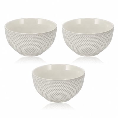 Soepkommen Ø14 cm – Set van 3 Ramen Kom – 700 ml Ontbijtkommen Keramiek – Aardewerk Kommen Zonder Oor – Geschikt voor Soep, Yoghurt, Muesli en Ramen – Grijs