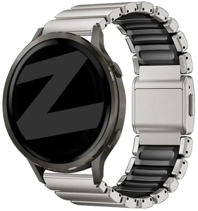 Bandz Titanium 'Hybrid' band geschikt voor Samsung Galaxy Watch 3 45mm / Watch 1 46mm / Gear S3 - Polar Vantage M3 / M2 / M / V3 / Polar Grit X / X Pro / X2 Pro - Huawei Watch GT 1/2/3/4 46mm/GT 5 (Pro) (46mm) Titanium/Zwart
