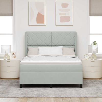 vidaXL - Boxspring - bed - met - hoofdeinde - Lichtgrijs - 190 - x - 140 - cm - Fluweel