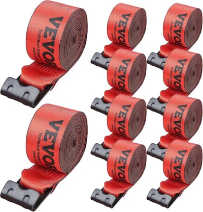 Lierbanden met Platte Haak - Spanbanden Vrachtwagen - Vastzetten van Lading - Hoge Breeksterkte - 10 stuks 4" x 30'