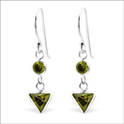 Aramat Jewels | Oorhangers | Zilveren Oorbellen met Olijfgroene Zirkonia | | | |8mm | Zilver | Kinderen, Volwassenen | Verkleurd niet