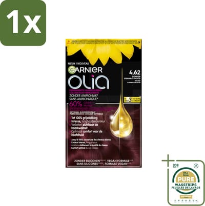 1 x Garnier - Olia 4.62 - Haarkleuring - Donker Granaatrood - Zonder Ammoniak - Permanente Kleur- Haarkleuring - Permanent - Donker Rood - Grijsdekking - Zonder Ammoniak