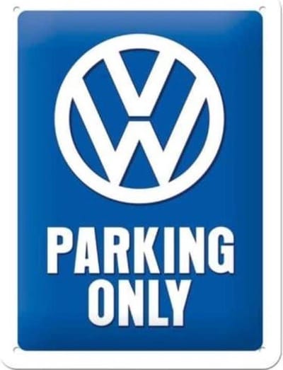 Nostalgic Art wandbord/muurplaatje - metaal - Volkswagen Parking Only - 15 x 20 cm - VW Parking